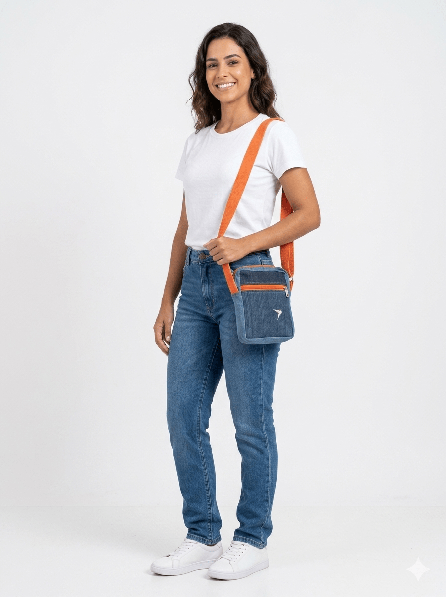 shoulder bag escura alça laranja